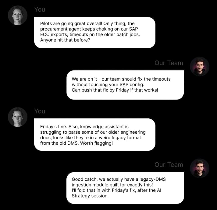 Configurato Agent chat interface